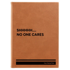 Large rawhide leatherette sketch book laser etched with 'Shhhh' design