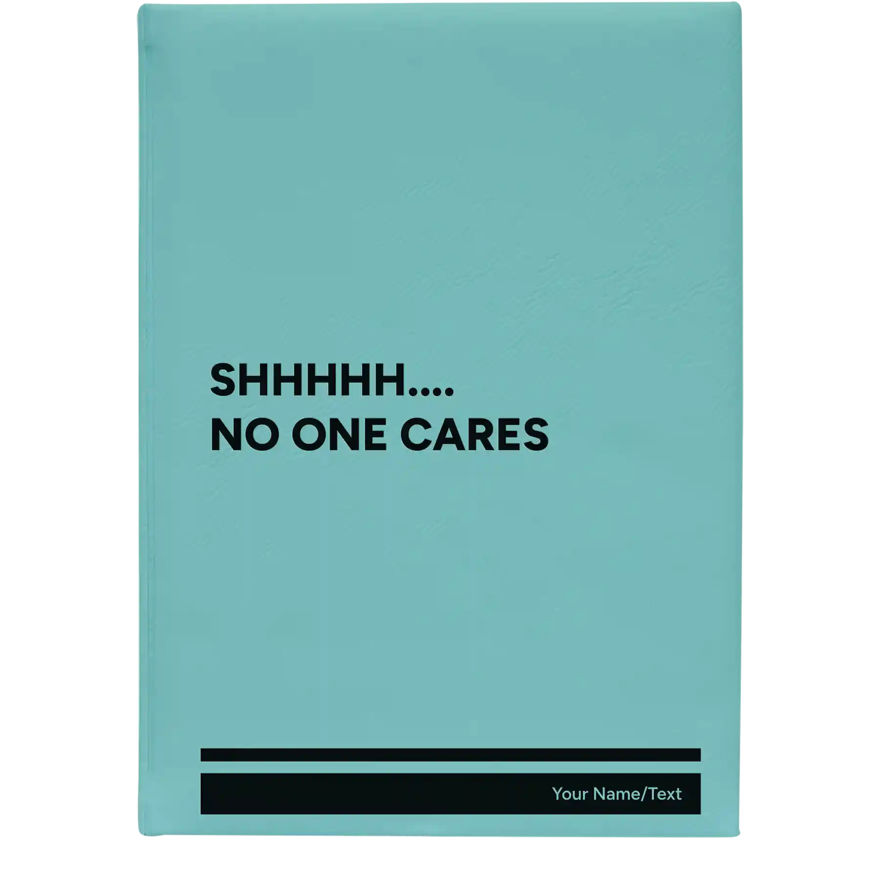 Large teal leatherette sketch book laser etched with 'Shhhh' design
