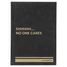 Large black/gold leatherette sketch book laser etched with 'Shhhh' design