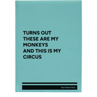 Large teal leatherette sketch book laser etched with 'My Circus' design