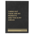 Large black/gold leatherette sketch book laser etched with 'My Circus' design