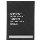 Large black/silver leatherette sketch book laser etched with 'My Circus' design