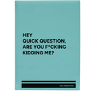 Large teal leatherette journal laser etched with 'Quick Question' design
