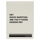 Large white leatherette journal laser etched with 'Quick Question' design