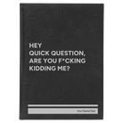 Large black/silver leatherette sketch book laser etched with 'Quick Question' design
