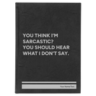 Large black/silver leatherette sketch book laser etched with 'I Dont Say' design