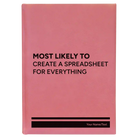 Large pink leatherette sketch book laser etched with 'Create a Spreadsheet' design