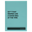 Large teal leatherette sketch book laser etched with 'Seemed Like a Good Idea' design