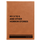 Large rawhide leatherette sketch book laser etched with '9 to 5 Horror' design