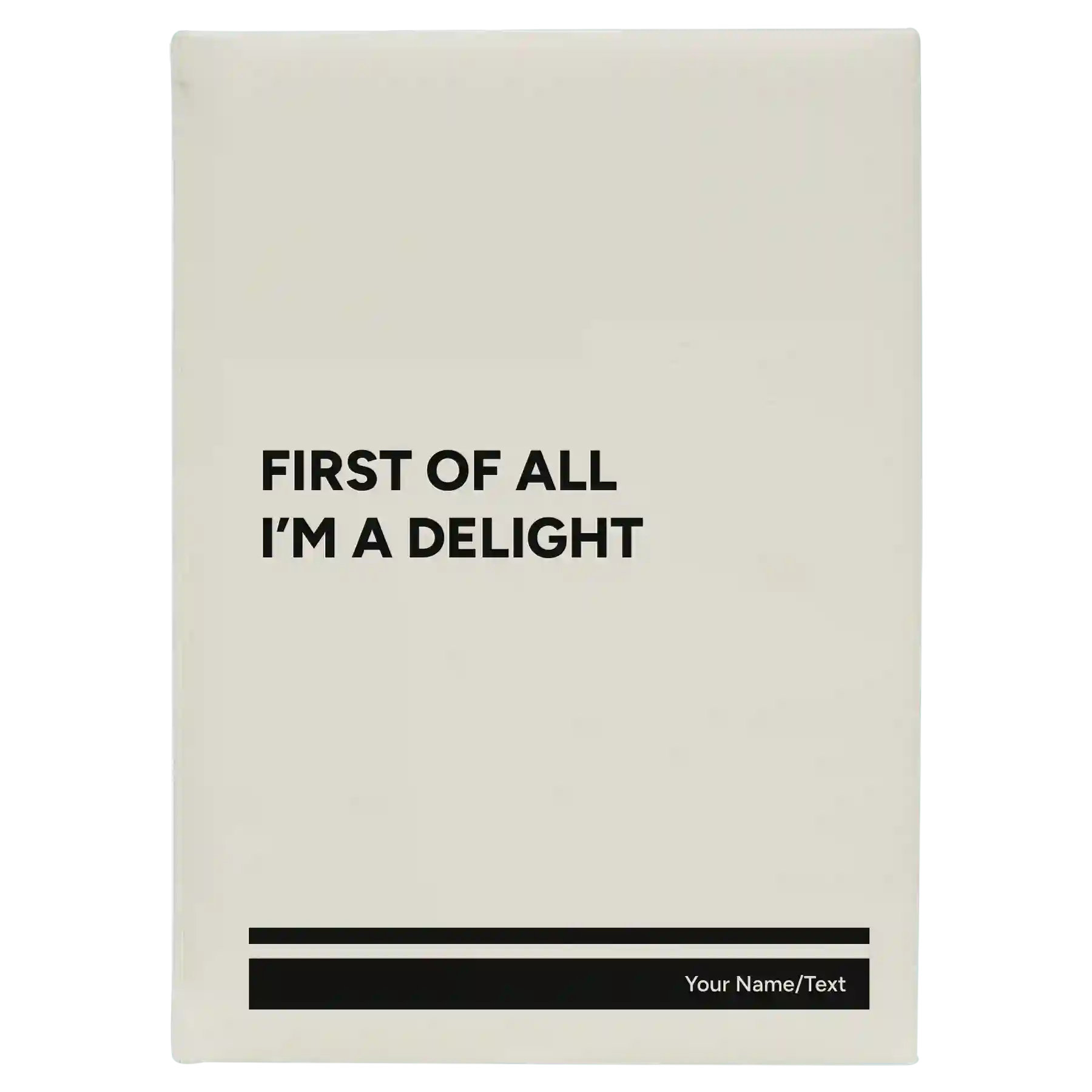 Large white leatherette journal laser etched with 'Im a Delight' design