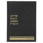 Large black/gold leatherette journal laser etched with 'File it Under' design