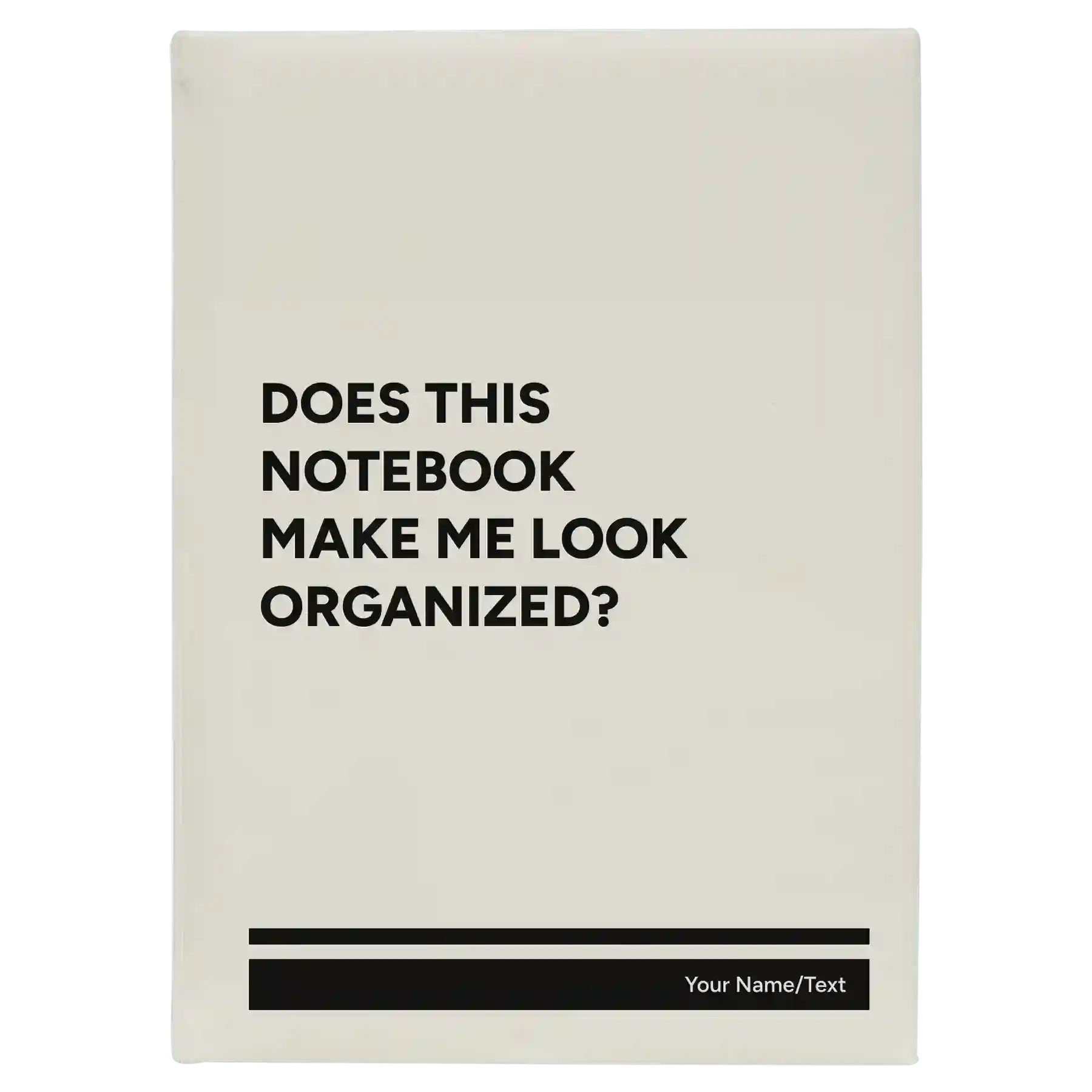 Large white leatherette journal laser etched with 'Look Organized' design