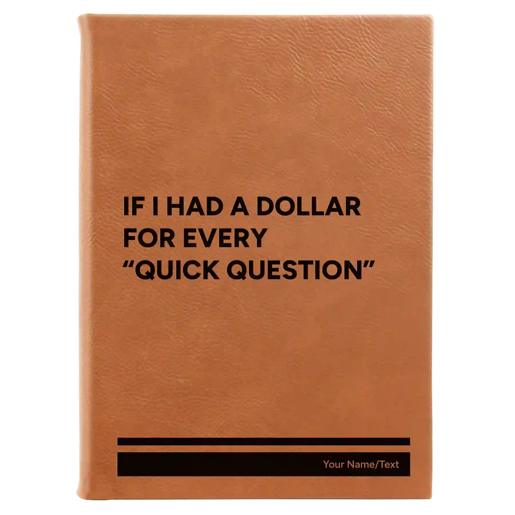 Large rawhide leatherette sketch book laser etched with 'If I Had a Dollar' design