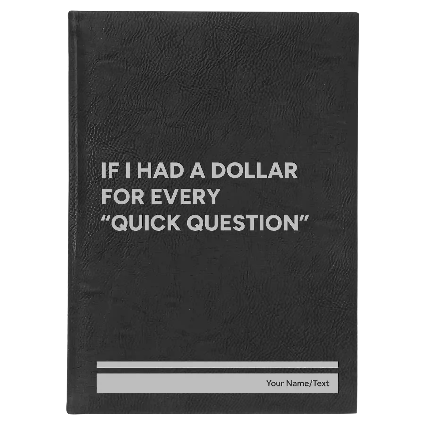 Large black/silver leatherette journal laser etched with 'If I Had a Dollar' design