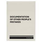 Large white leatherette sketch book laser etched with 'Other Peoples Mistakes' design