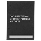 Large black/silver leatherette sketch book laser etched with 'Other Peoples Mistakes' design