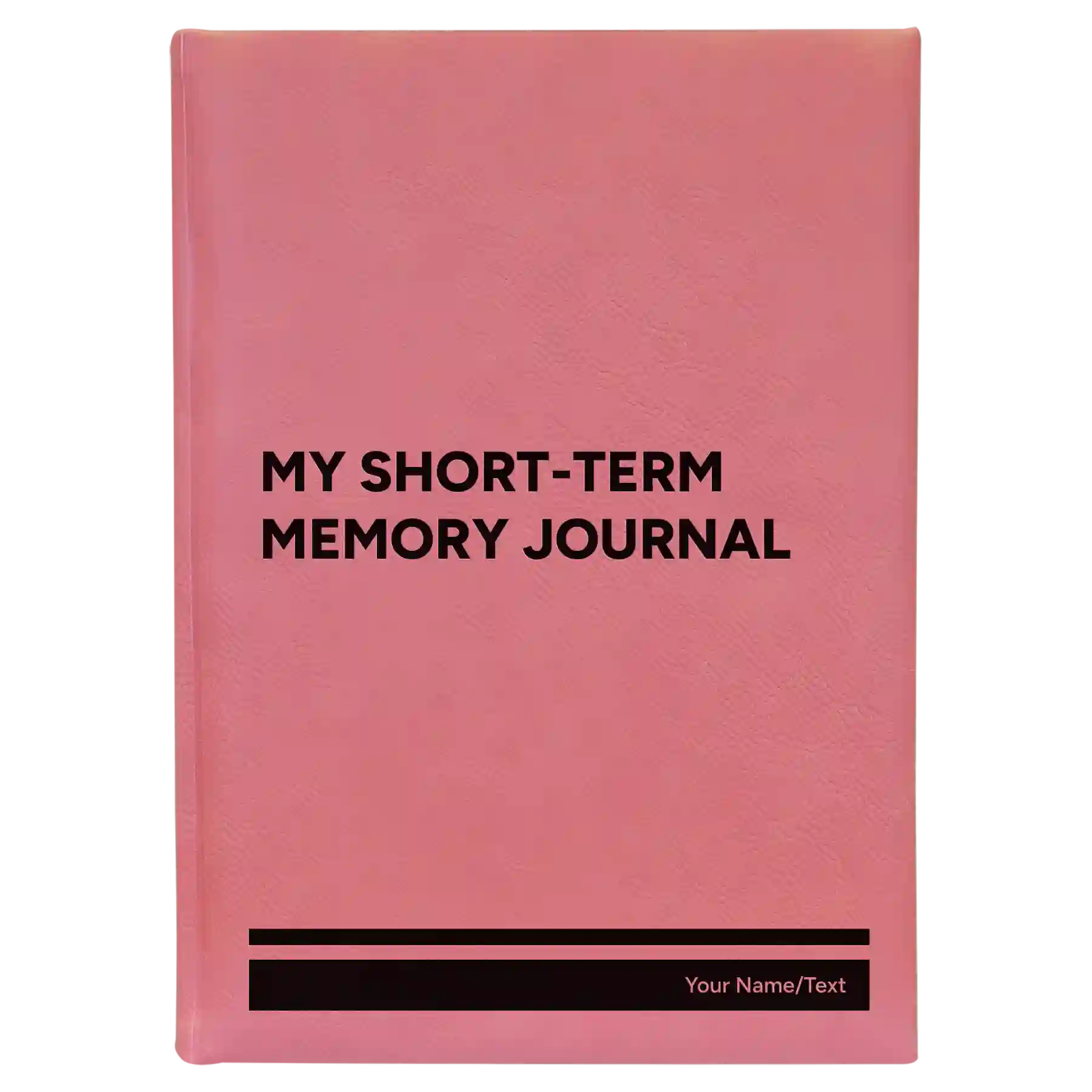 Large pink leatherette sketch book laser etched with 'My Short-Term Memory Journal' design