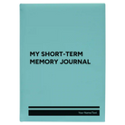 Large teal leatherette sketch book laser etched with 'My Short-Term Memory Journal' design