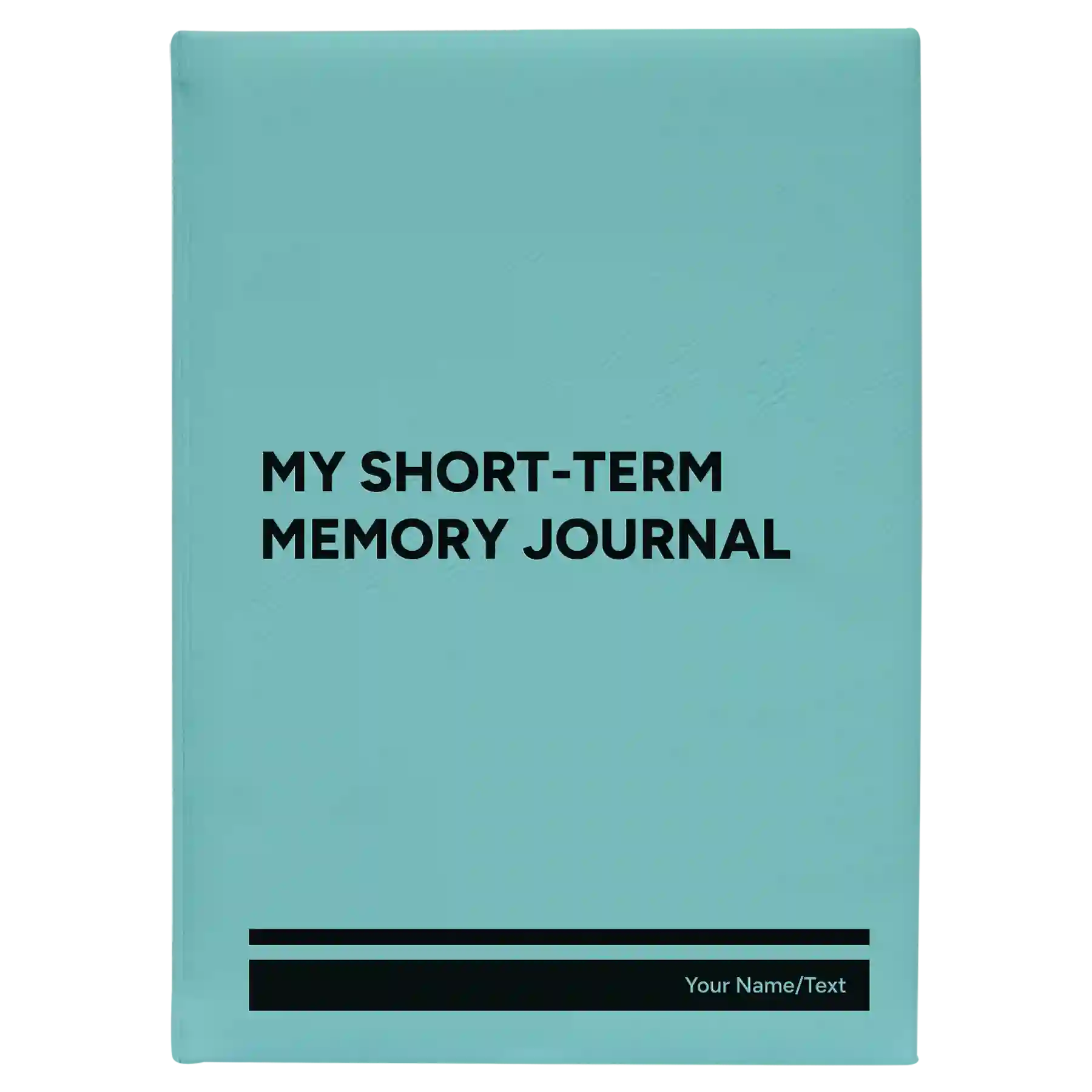 Large teal leatherette sketch book laser etched with 'My Short-Term Memory Journal' design