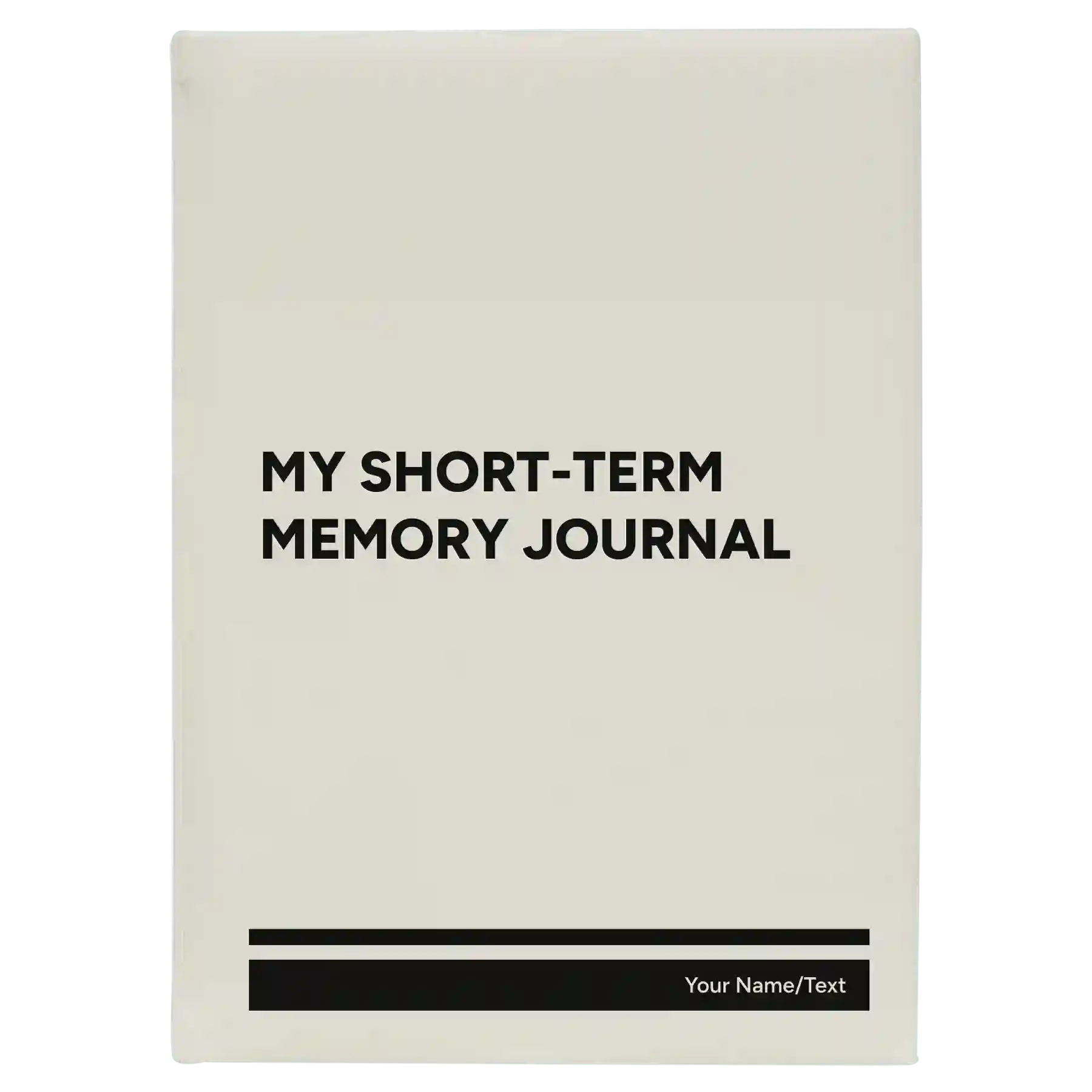 Large white leatherette journal laser etched with 'My Short-Term Memory Journal' design