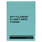 Large teal leatherette sketch book laser etched with 'Sht Ill Forget' design