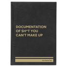 Large black/gold leatherette sketch book laser etched with 'Sht You Can't Make Up' design