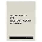 Large white leatherette sketch book laser etched with 'Regret It' design
