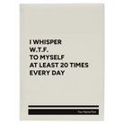 Large white leatherette journal laser etched with 'Whisper WTF' design