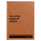 Large rawhide leatherette sketch book laser etched with 'Book of Rants' design