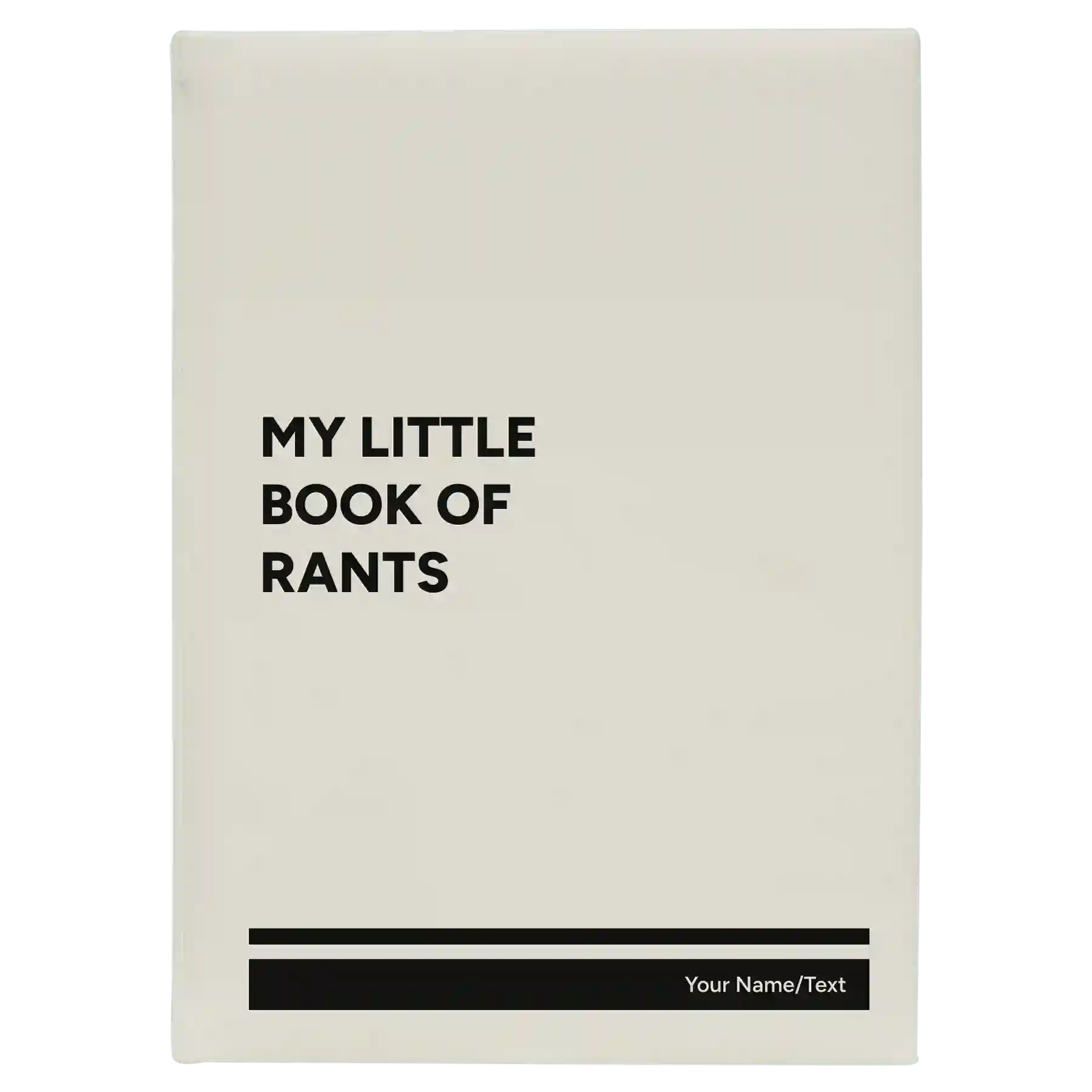 Large white leatherette journal laser etched with 'Book of Rants' design