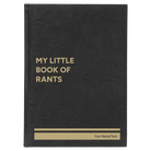 Large black/gold leatherette journal laser etched with 'Book of Rants' design