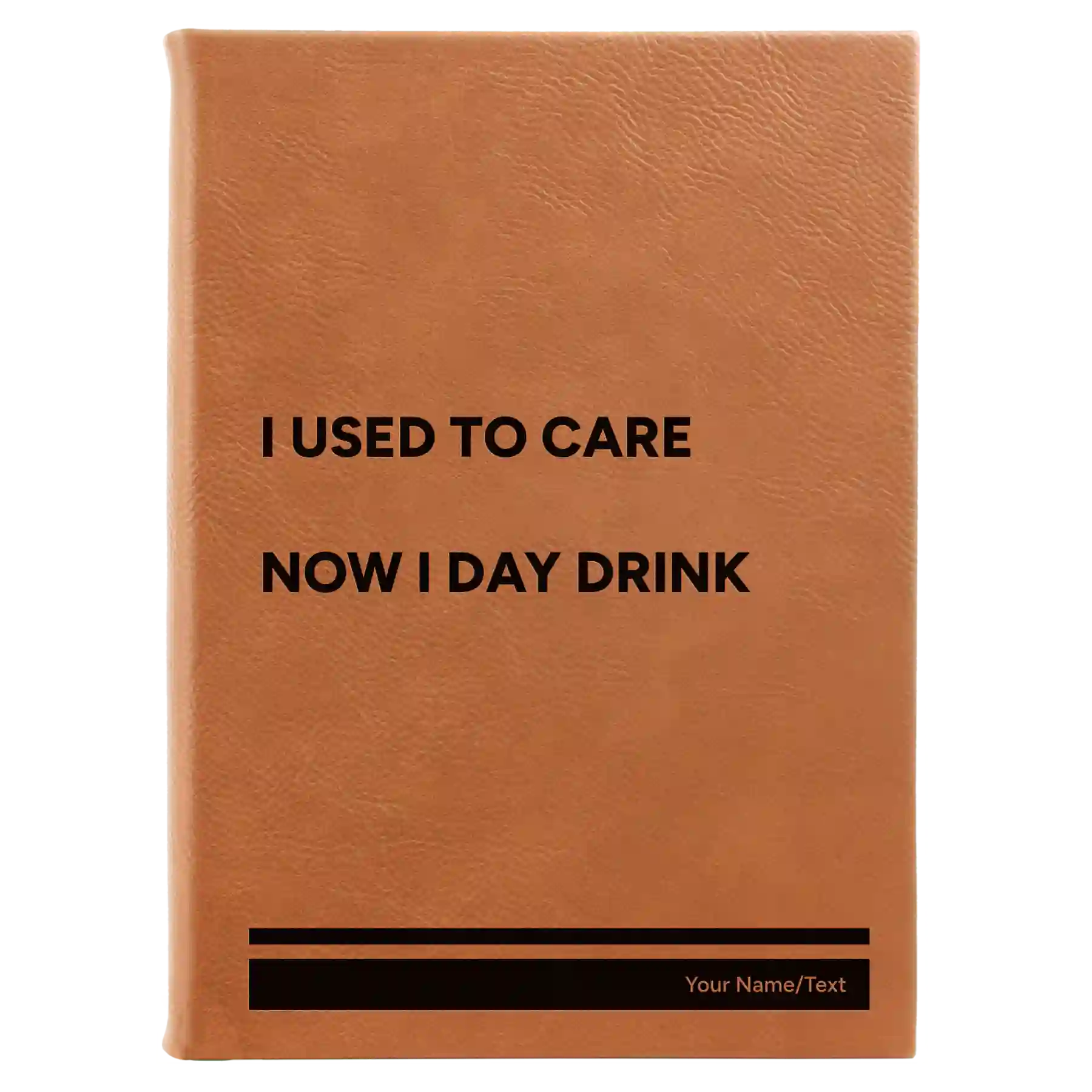 Large rawhide leatherette journal laser etched with 'Day Drink' design