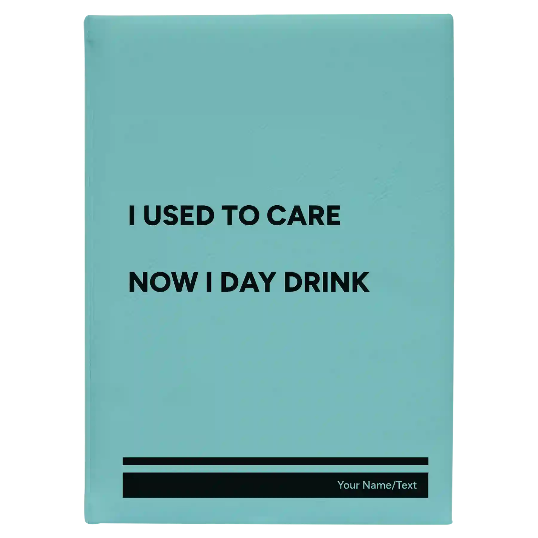 Large teal leatherette journal laser etched with 'Day Drink' design