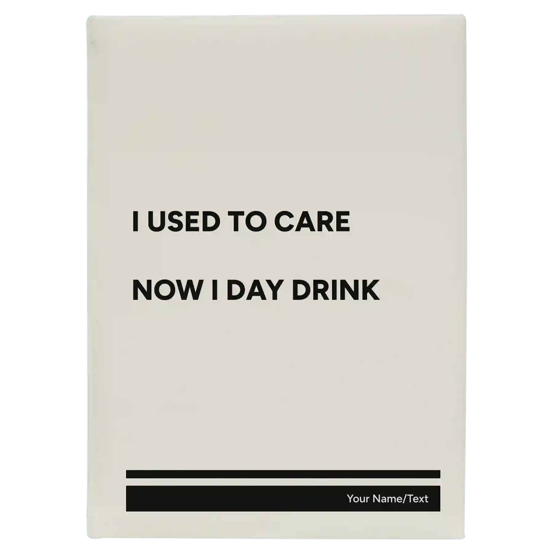 Large white leatherette journal laser etched with 'Day Drink' design