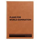 Large rawhide leatherette journal laser etched with 'World Domination' design