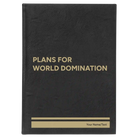 Large black/gold leatherette journal laser etched with 'World Domination' design