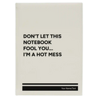Large white leatherette journal laser etched with 'Hot Mess' design