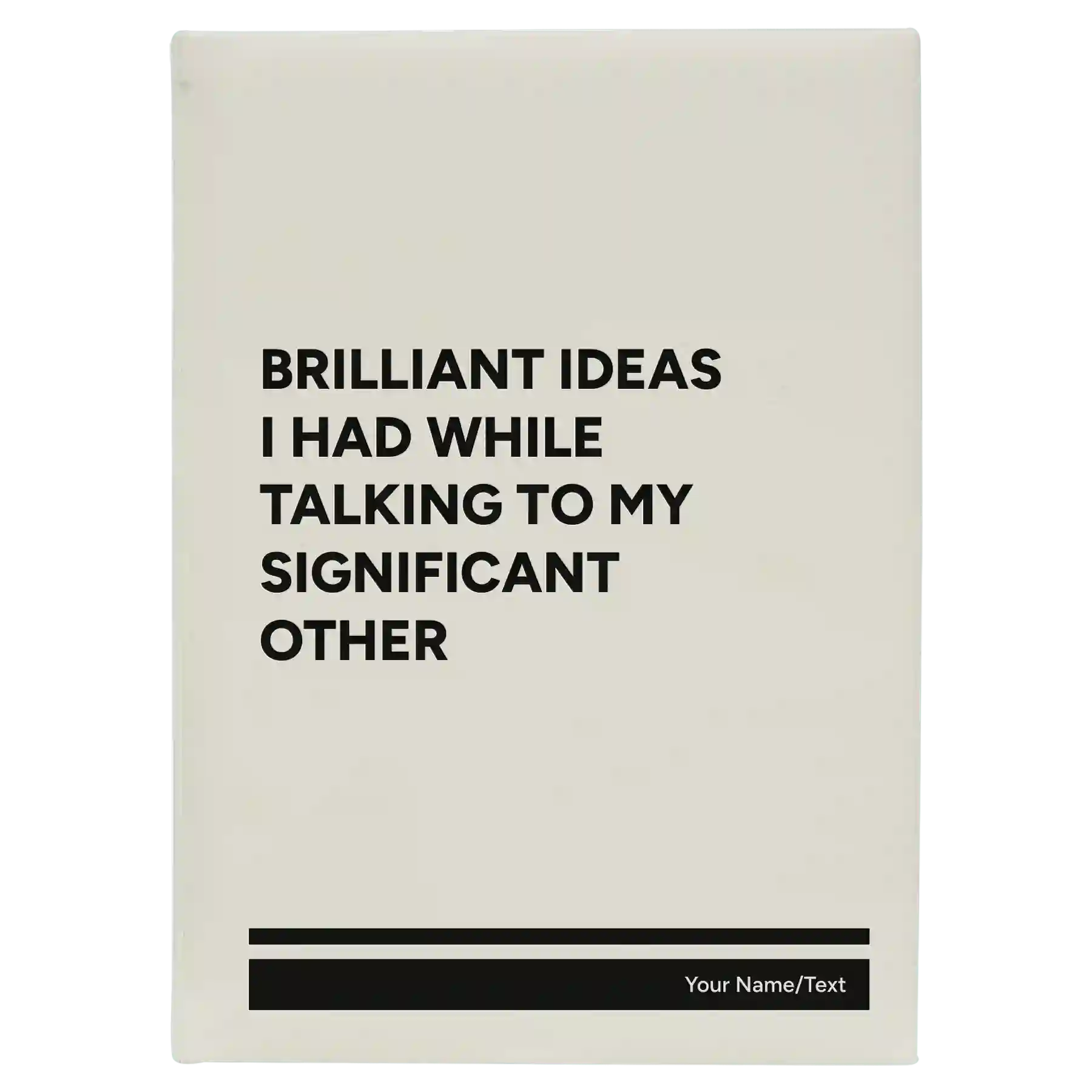 Large white leatherette journal laser etched with 'Brilliant Ideas I Had' design