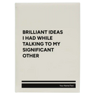 Large white leatherette sketch book laser etched with 'Brilliant Ideas I Had' design