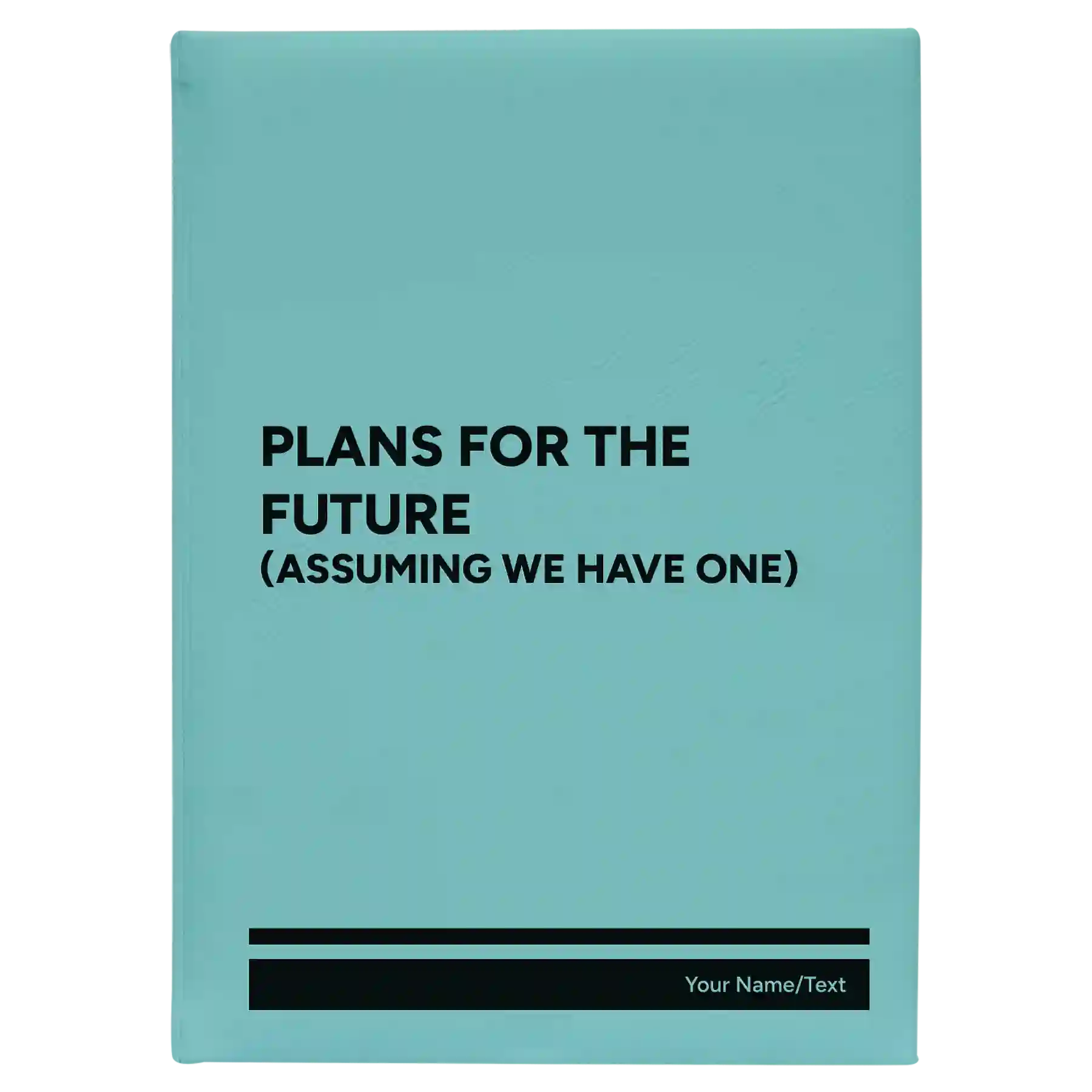 Large teal leatherette journal laser etched with 'Plans for the Future' design