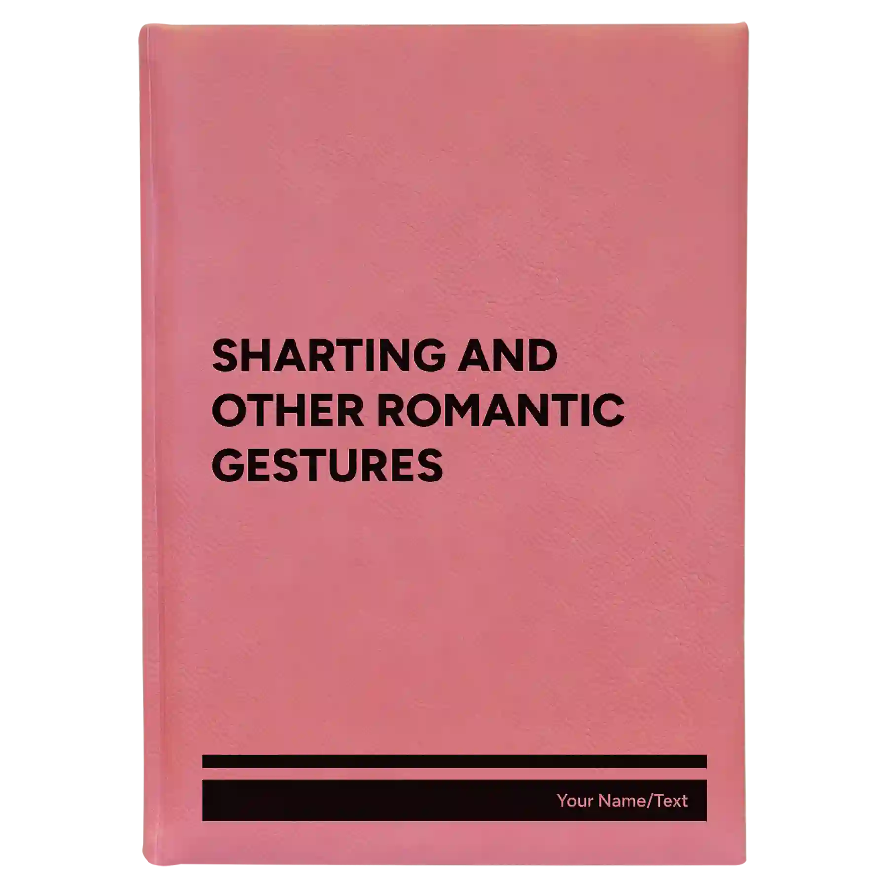 Large pink leatherette journal laser etched with 'Sharting' design