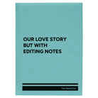 Large teal leatherette journal laser etched with 'Our Love Story' design