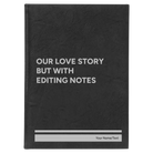 Large black/silver leatherette journal laser etched with 'Our Love Story' design