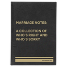 Large black/gold leatherette sketch book laser etched with 'Marriage Notes' design