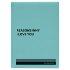 Large teal leatherette journal laser etched with 'Reasons Why I Love You' design