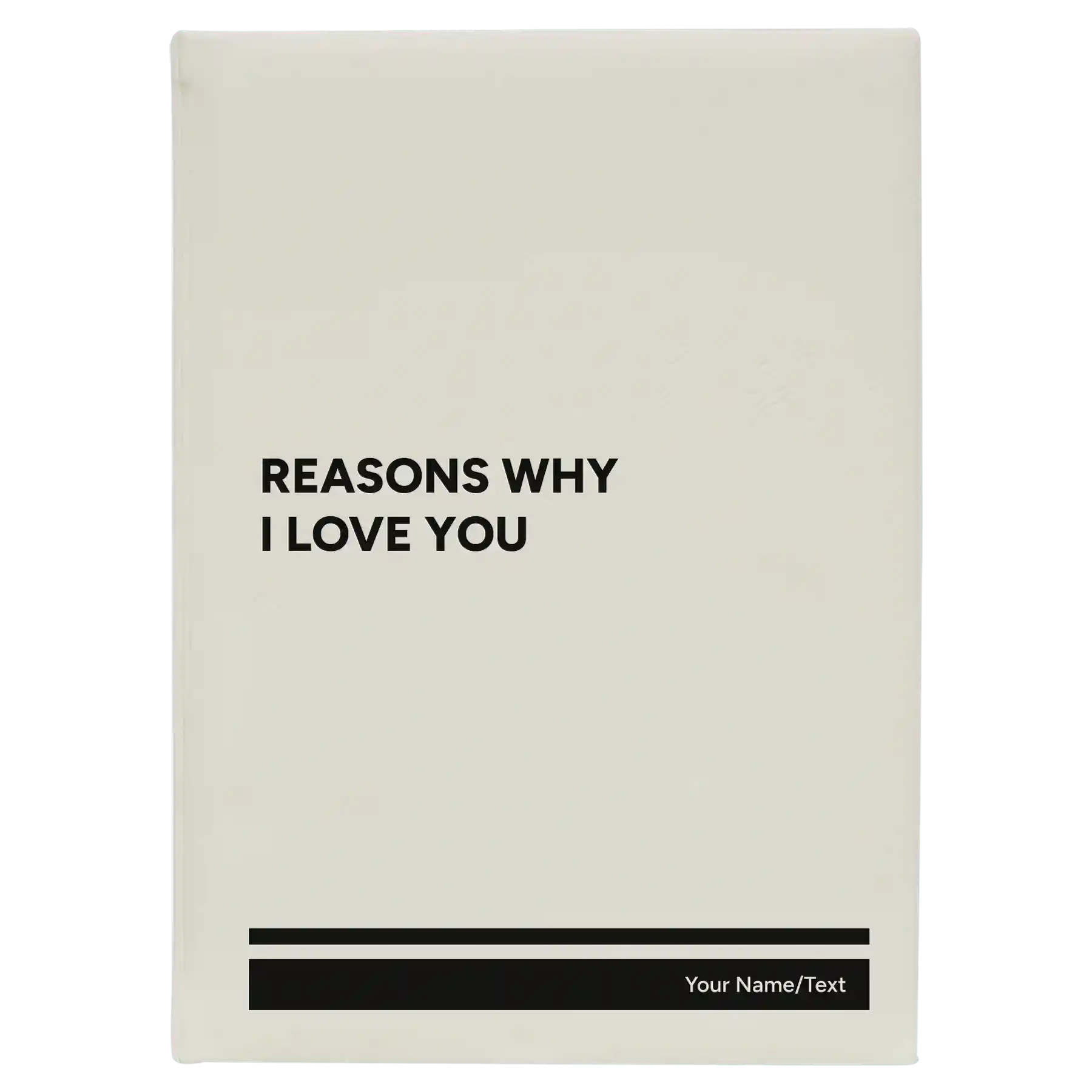 Large white leatherette journal laser etched with 'Reasons Why I Love You' design