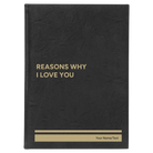Large black/gold leatherette sketch book laser etched with 'Reasons Why I Love You' design