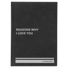 Large black/silver leatherette journal laser etched with 'Reasons Why I Love You' design
