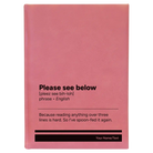 Large pink leatherette sketch book laser etched with 'Per My Last Email' design