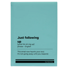 Large teal leatherette sketch book laser etched with 'Just Following Up' design
